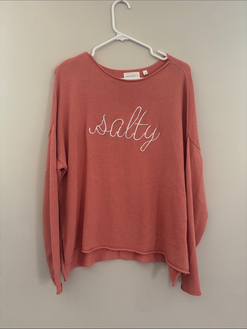 Sea & Shore Coral Pink 'Salty' Oversized Knit Pullover